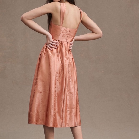 BHLDN Satin Midi Dress, Aletta/Blaine Square-neck Anthropologie 4 - Picture 12 of 16